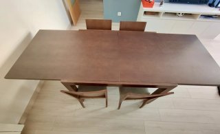 Mesa de comedor extensible, madera color wengué