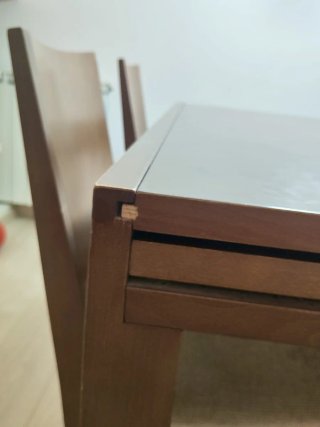 Mesa de comedor extensible, madera color wengué