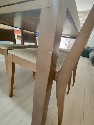 Mesa de comedor extensible, madera color wengué