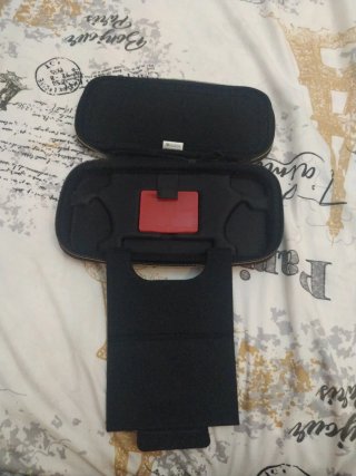 Funda Nintendo Switch y compartimentos juegos.
