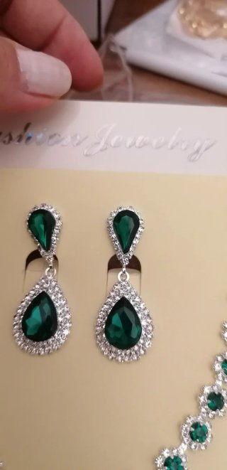 Set gioielli pietre verdi e argento