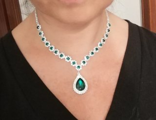 Set gioielli pietre verdi e argento