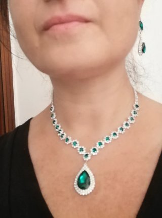 Set gioielli pietre verdi e argento