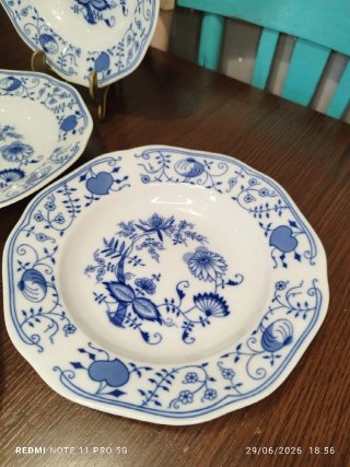 6 Platos Hondos Porcelana Azul COBALTO.