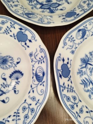 6 Platos Hondos Porcelana Azul COBALTO.