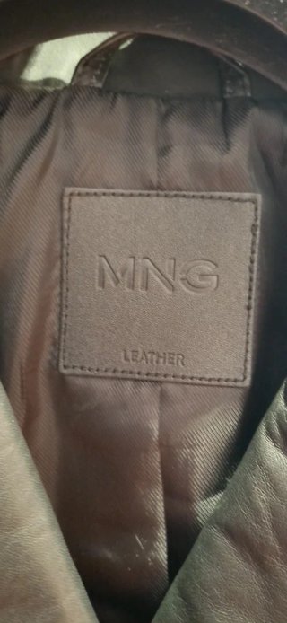 Cazadora Piel Negra Mango Talla S