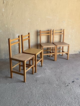 Juego 4 Sillas Madera Rústicas