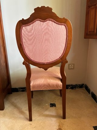 Silla Victoriana madera y tela rosa