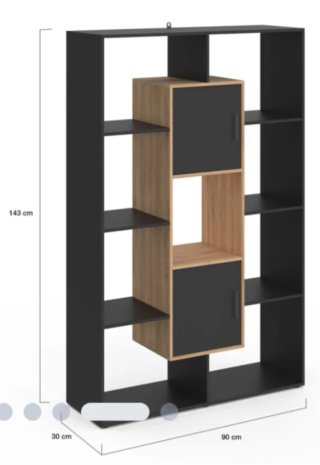Estantería modular negra y madera