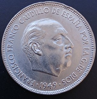 5 Pesetas 1949 (19 - 52) ¡SC! ¡MONEDA TROQUELADA!