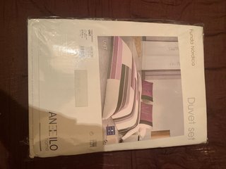 Juego funda nórdico rayas rosa y morado