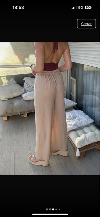 Pantalón ancho beige