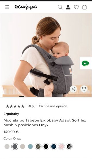 Mochila Ergobaby Adapt Softflex Gris