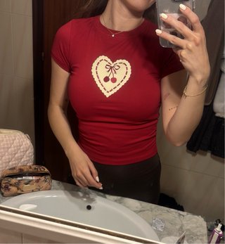 Camiseta Motel Rocks Baby Tee Cherry Heart Talla S