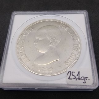 5 PESETAS MONEDA ALFONSO XIII 1889 *18*89