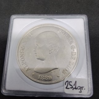 5 PESETAS MONEDA ALFONSO XIII 1889 *18*89