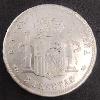 5 PESETAS MONEDA ALFONSO XIII 1889 *18*89