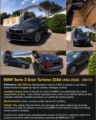 BMW serie 3 GT 318d 2016 luxury impecable