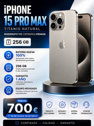 iPhone 15 Pro Max 256 GB Titanio Natural