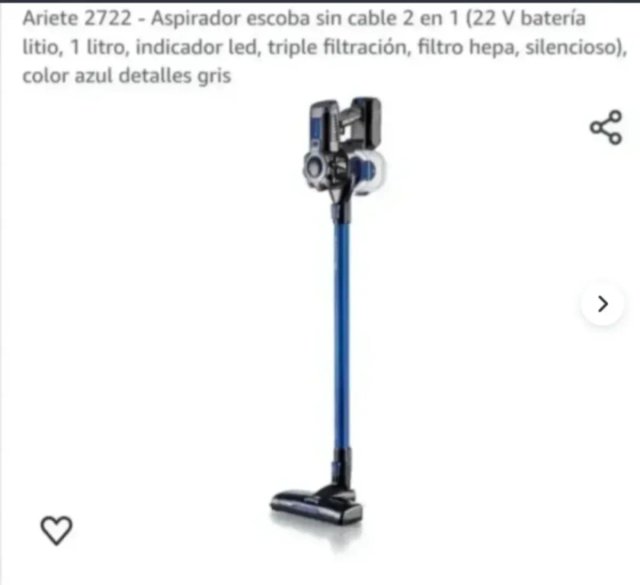 Ariete 2722 - Aspirador escoba sin cable 2 en 1