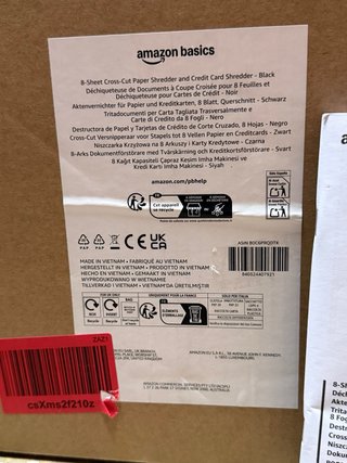 Amazon Basics Trituradora Papel Corte Transversal