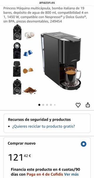 Cafetera Multi Cápsula Princess Nueva.