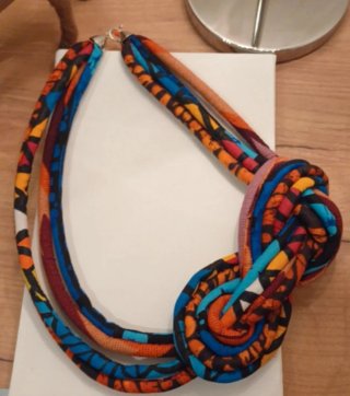 Bellissima collana cotone africano multicolore