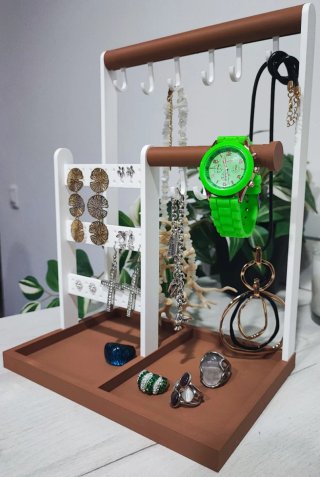 Expositor Joyero Personalizado Marrón y Blanco