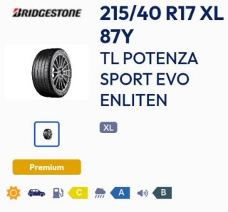 Neumático Bridgestone Potenza Sport XL 215/40 R17