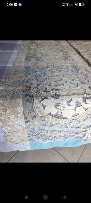 Copriletto matrimoniale pizzo Burano beige