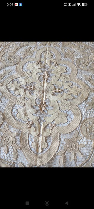 Copriletto matrimoniale pizzo Burano beige