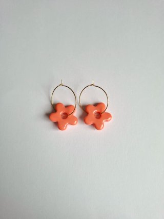 Pendientes Aro Charm Flor naranja