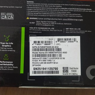 Gigabyte RTX 5060 Ti 8GB Nueva