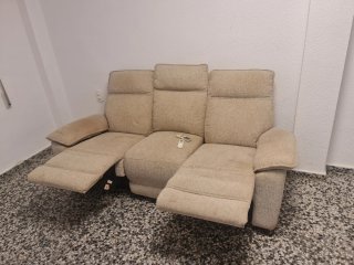 Sofá reclinable 3 plazas beige
