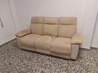 Sofá reclinable 3 plazas beige