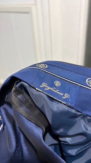 Traje Novio Cuello Mao Azul y negro