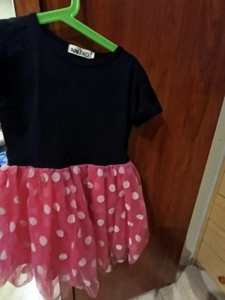 Vestido niña negro con lunares rosas