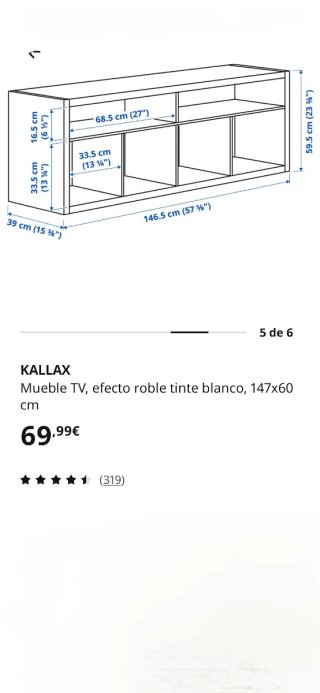 Mueble TV Kallax beig Ikea