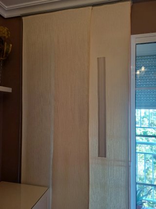 Cortinas estilo estores paneles japoneses y riel