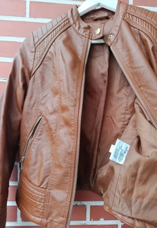 Chaqueta Biker polipiel marrón