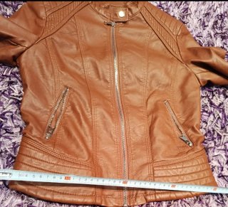 Chaqueta Biker polipiel marrón