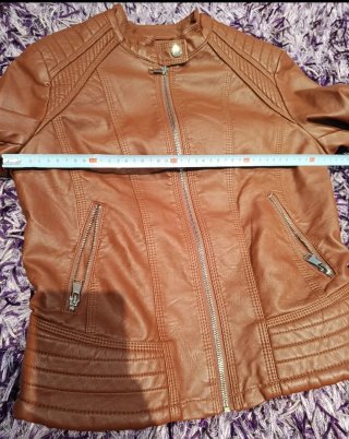 Chaqueta Biker polipiel marrón