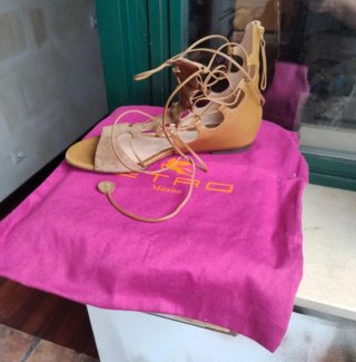 Sandali Etro Beige/Marrone in Pelle Taglia 38