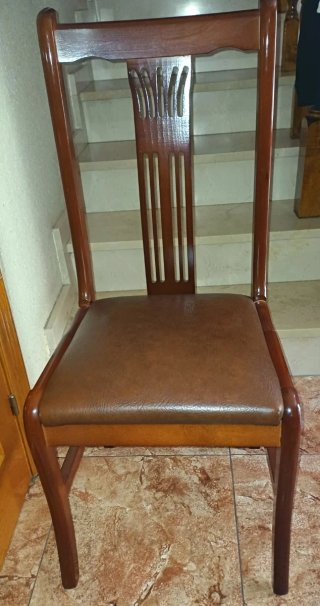 Mesa extensible ovalada de madera maciza y 6 Silla