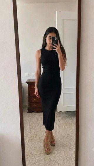 Vestido largo negro Stradivarius Talla única