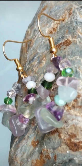 Pendientes Piedras Naturales Fluoritas