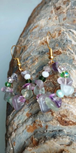 Pendientes Piedras Naturales Fluoritas