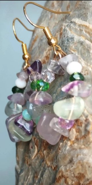 Pendientes Piedras Naturales Fluoritas