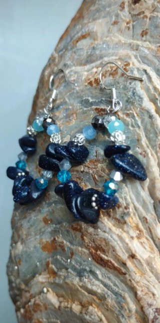 Pendientes Piedra Arenisca Azul y Plata