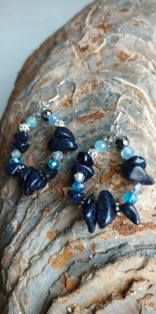 Pendientes Piedra Arenisca Azul y Plata